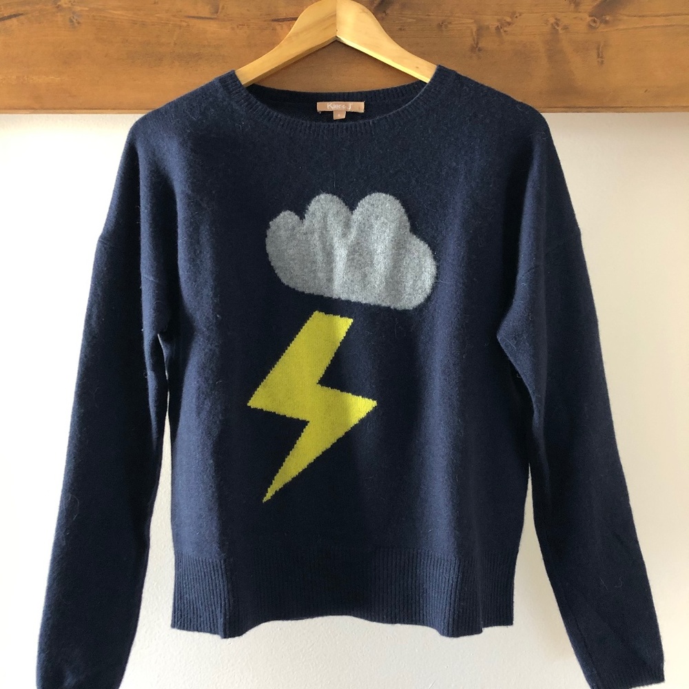 Kier & J Cashmere Sweater in Navy with Intarsia